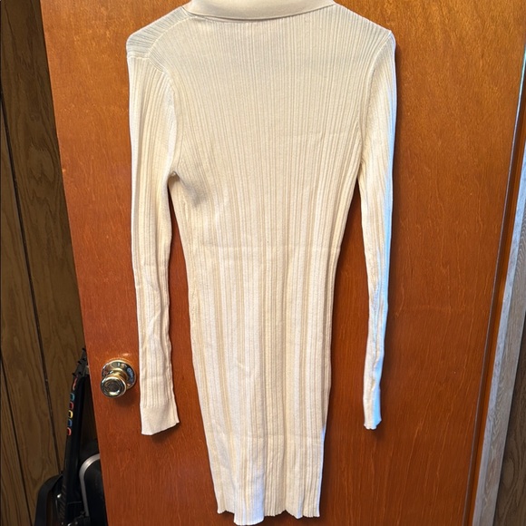 White Ribbed Button-Up Dress - Picture 5 of 5